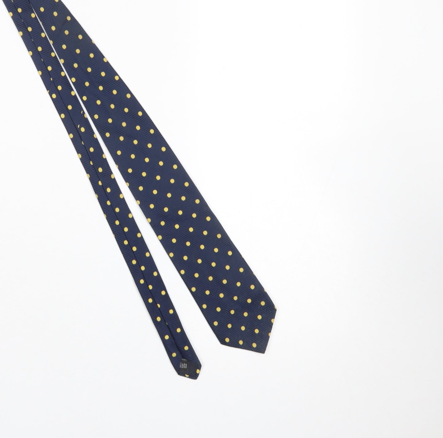 The Savile Row Company Men's Navy Blue Polka Dot Silk Tie