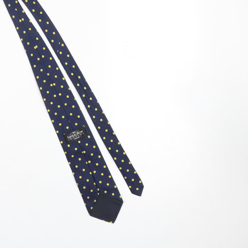 The Savile Row Company Men's Navy Blue Polka Dot Silk Tie