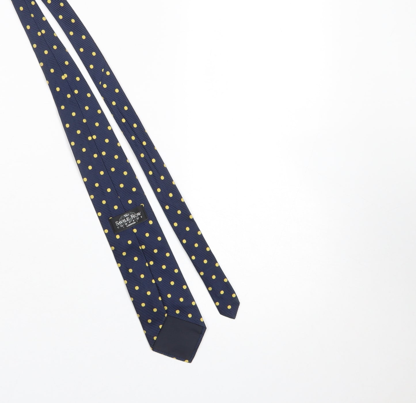 The Savile Row Company Men's Navy Blue Polka Dot Silk Tie