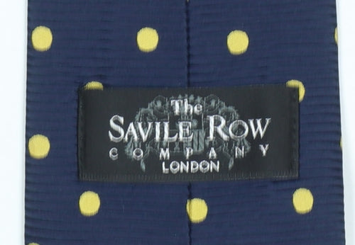 The Savile Row Company Men's Navy Blue Polka Dot Silk Tie