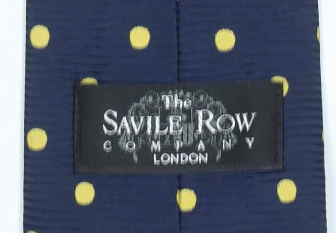 The Savile Row Company Men's Navy Blue Polka Dot Silk Tie