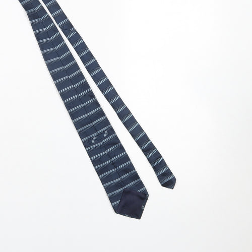 Marks and Spencer Men Blue Striped Italian Fine Silk Tie