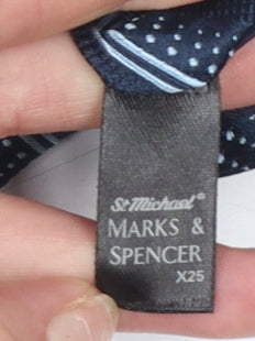 Marks and Spencer Men Blue Striped Italian Fine Silk Tie