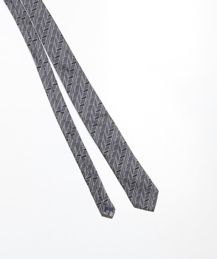 Burton Mens Grey Geometric Pattern Slim Tie 100% Silk One Size