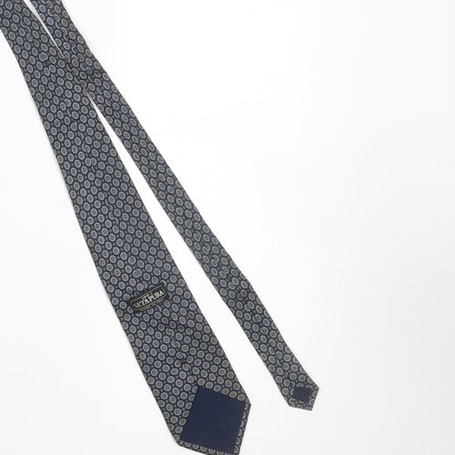 Setapura Men's Blue Geometric Silk Tie Made in Italy 176cm