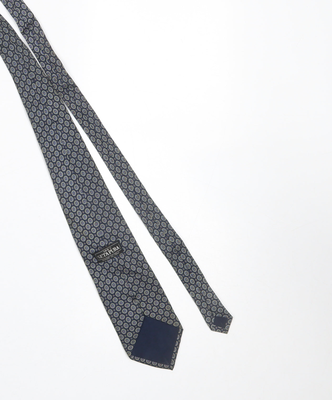 Setapura Men's Blue Geometric Silk Tie Made in Italy 176cm