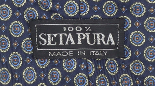 Setapura Men's Blue Geometric Silk Tie Made in Italy 176cm