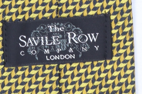 The Savile Row Company Men's Gold Geometric Silk Designer Tie