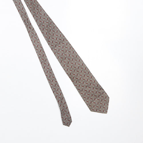 Windsor Collection Men's Beige Geometric 100% Silk Tie