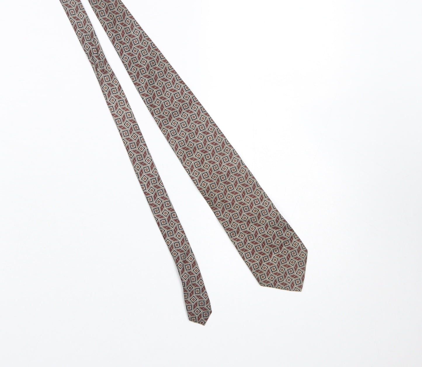 Windsor Collection Men's Beige Geometric 100% Silk Tie