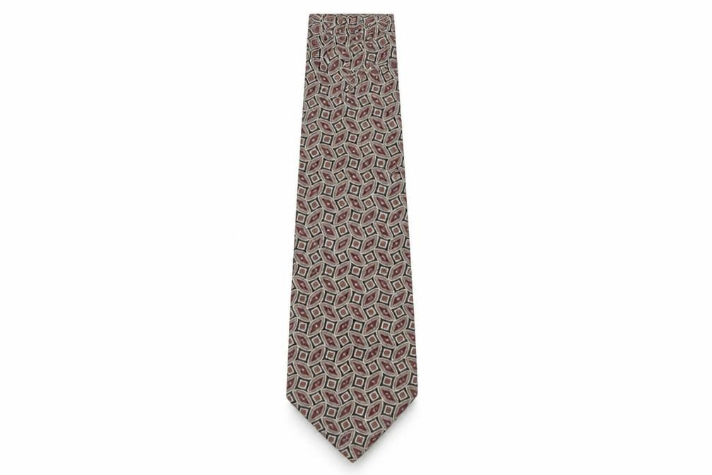 Front view of Windsor Collection Men's Beige Geometric 100% Silk Tie