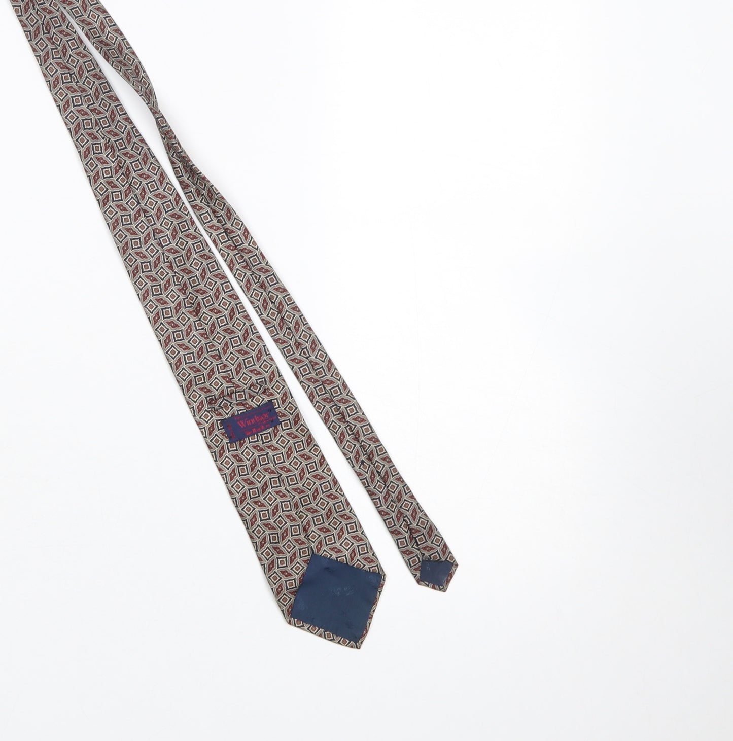 Windsor Collection Men's Beige Geometric 100% Silk Tie