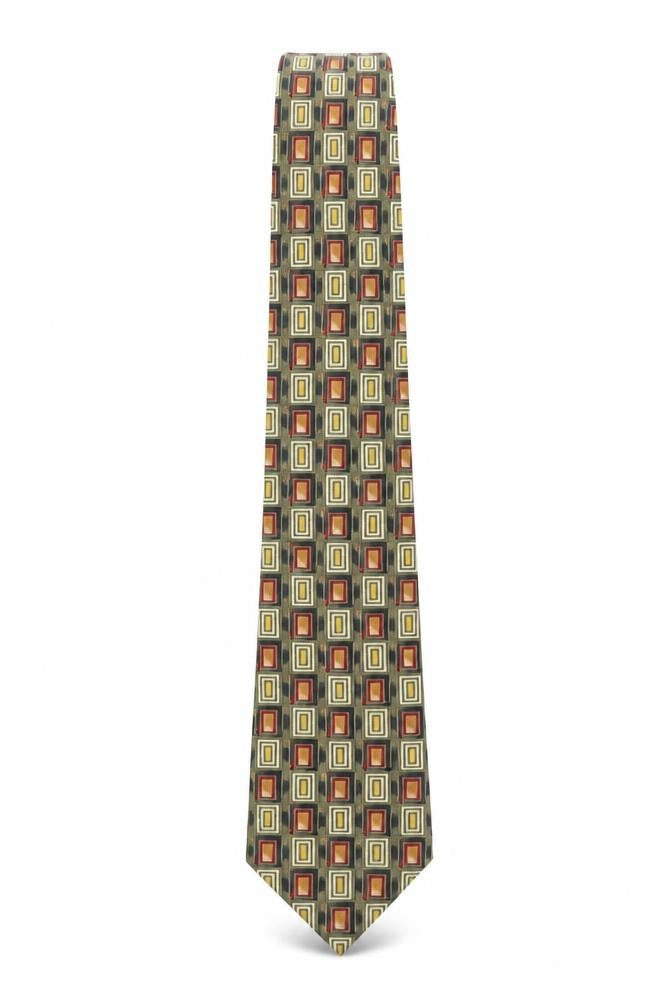Front view of Jonelle Silk Men's Multicoloured Geometric Tie Slim Style 176cm