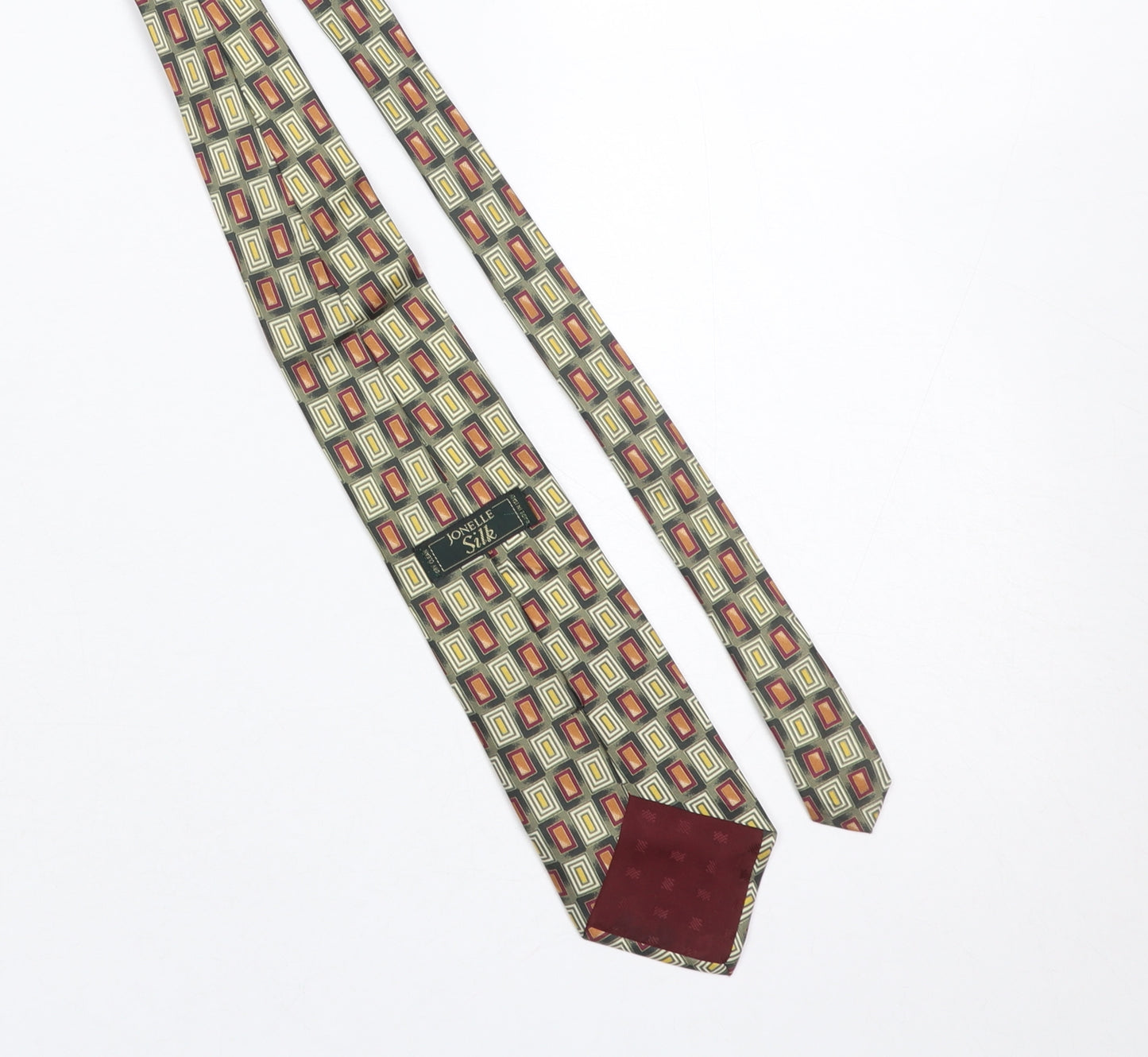 Jonelle Silk Men's Multicoloured Geometric Tie Slim Style 176cm
