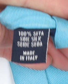 Tommy Hilfiger Men Aqua Blue Striped Silk Tie Slim Designer Made in Italy