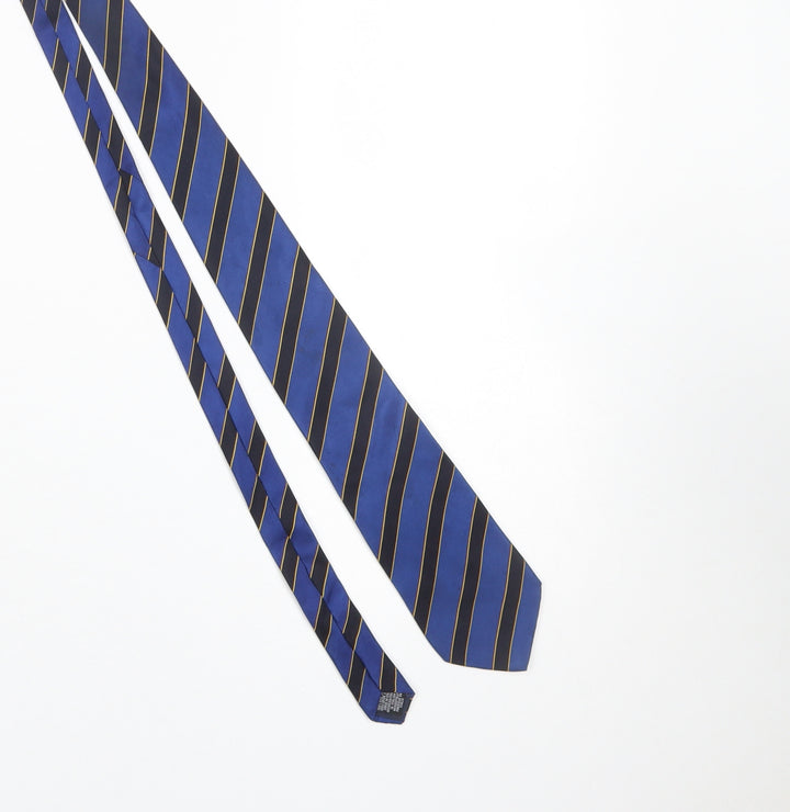 Carlo Colombo Men's Blue Striped Silk Slim Tie Made in Italy