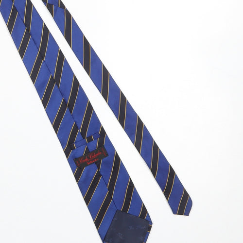 Carlo Colombo Men's Blue Striped Silk Slim Tie Made in Italy