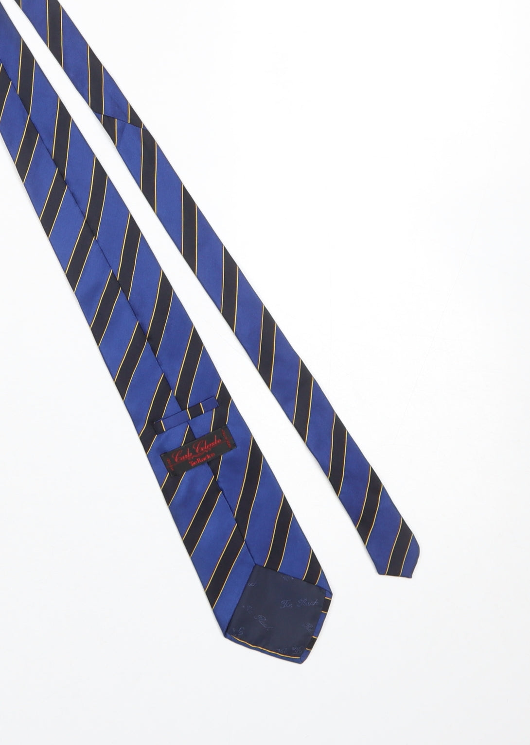 Carlo Colombo Men's Blue Striped Silk Slim Tie Made in Italy