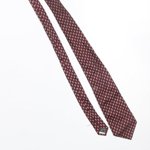 Angelo Rossi Men Burgundy Patterned 100% Silk Tie Made in Italy