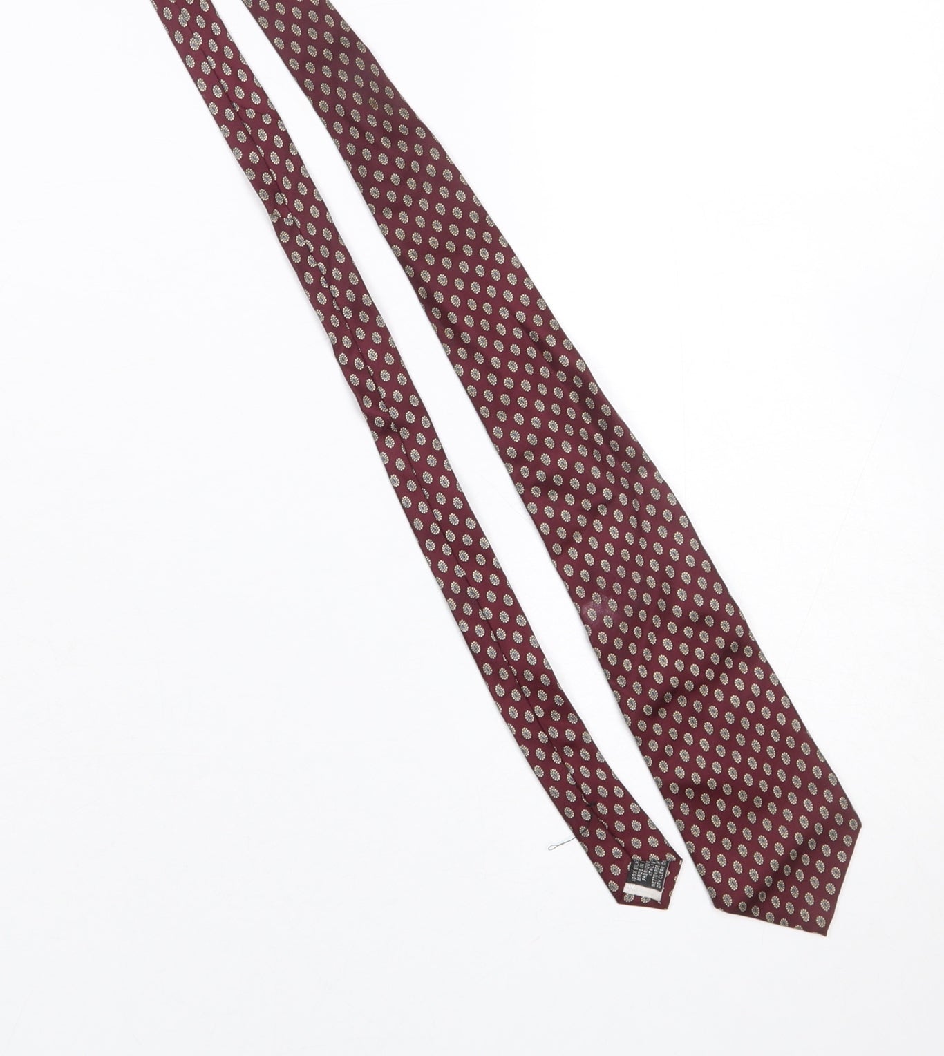 Angelo Rossi Men Burgundy Patterned 100% Silk Tie Made in Italy