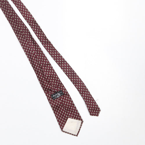 Angelo Rossi Men Burgundy Patterned 100% Silk Tie Made in Italy