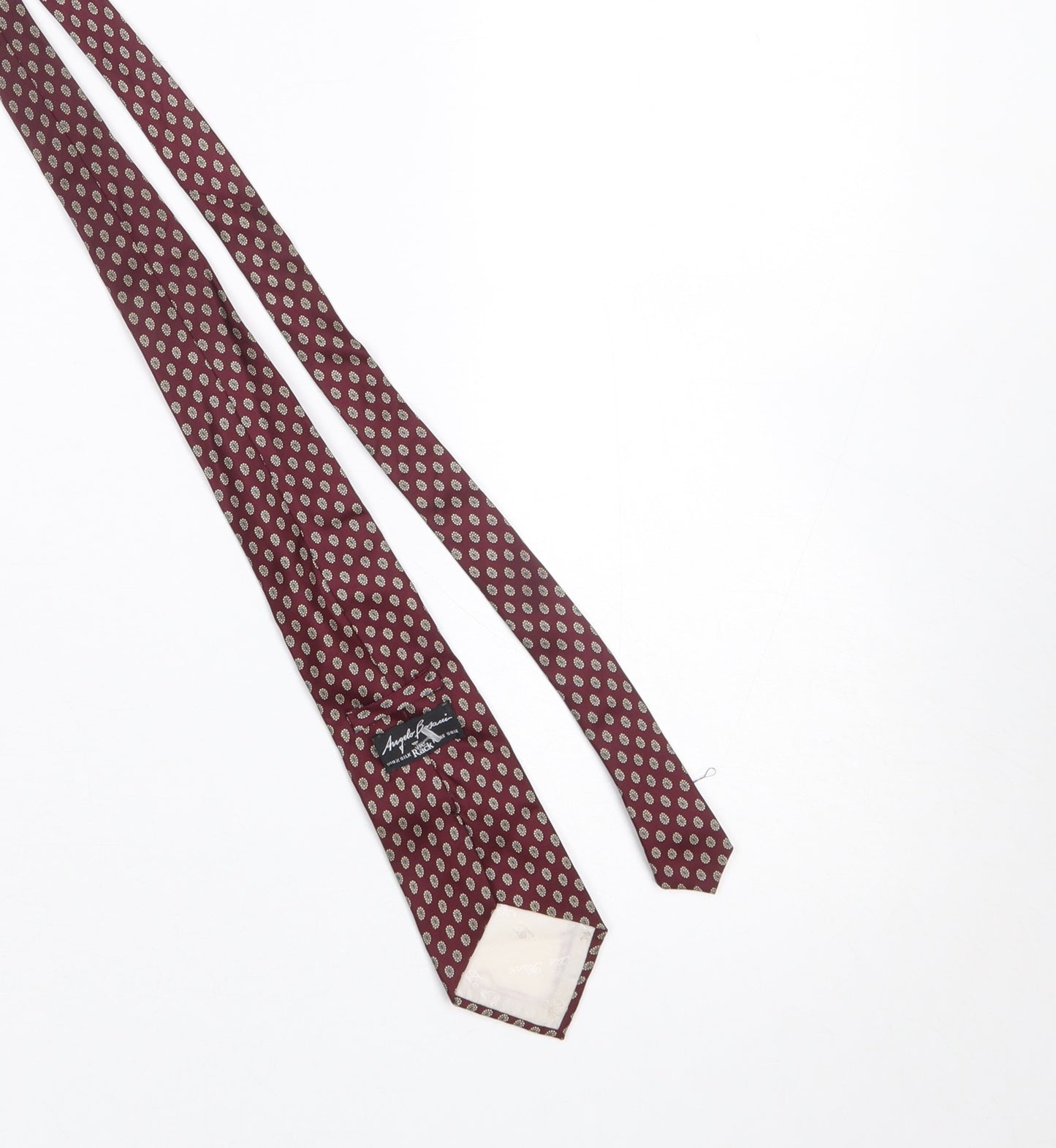 Angelo Rossi Men Burgundy Patterned 100% Silk Tie Made in Italy