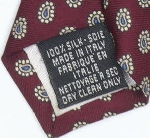 Angelo Rossi Men Burgundy Patterned 100% Silk Tie Made in Italy