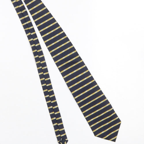 ITEMS Men's Navy and Gold Striped Pure Silk Tie Classic Style