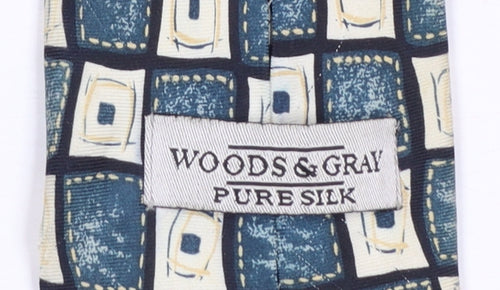 Woods & Gray Men's Aqua Geometric Pure Silk Tie