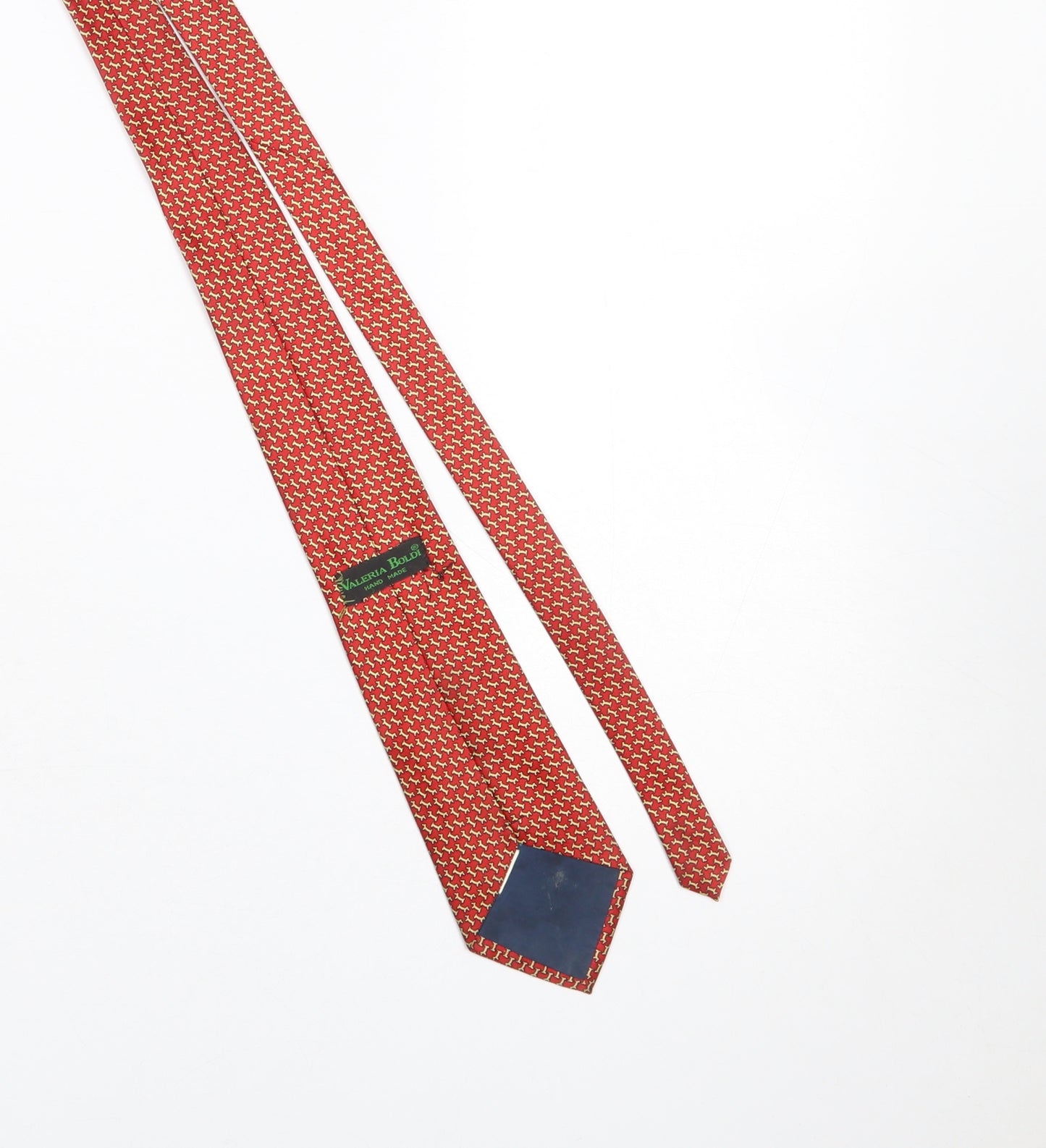 Valeria Boldi Men’s Red Geometric Handmade Silk Designer Tie One Size