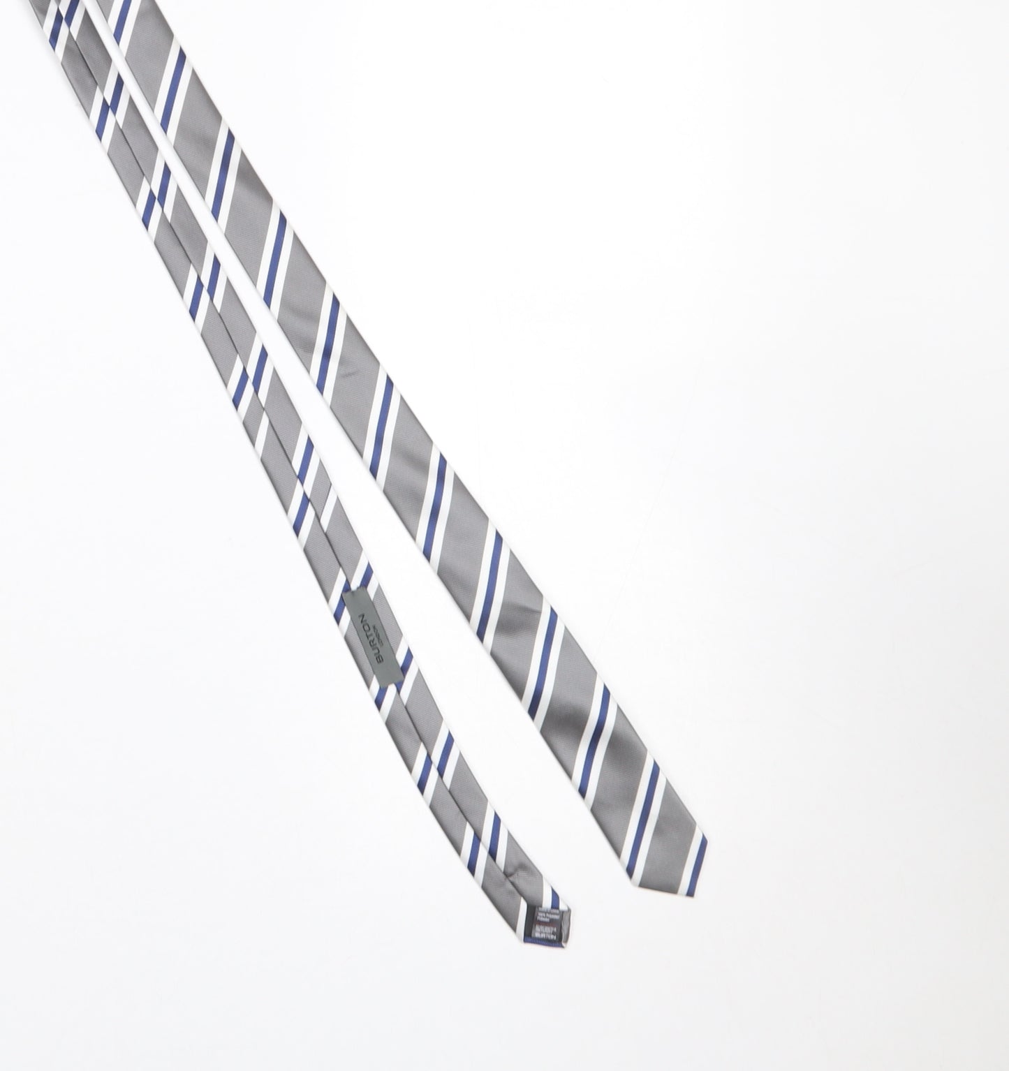 Burton London Men's Grey Blue Striped Polyester Tie