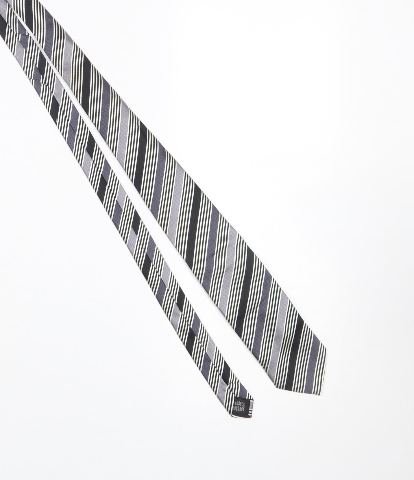 French Connection Men's Black Striped Slim Silk Tie