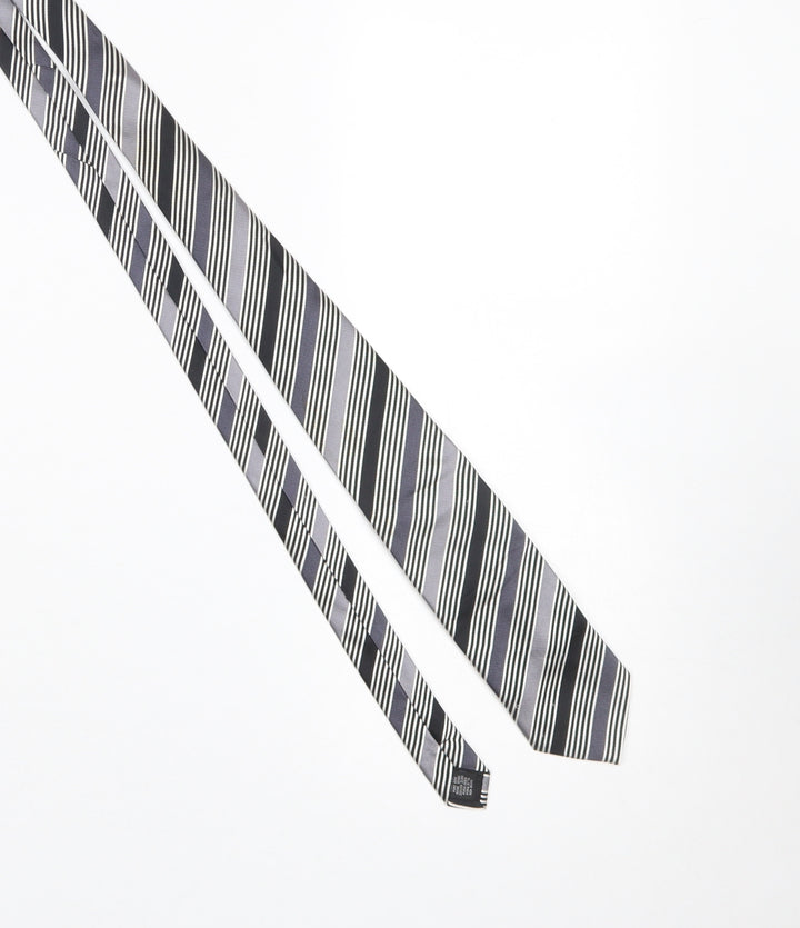 French Connection Men's Black Striped Slim Silk Tie