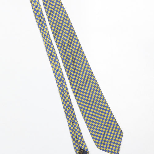 Joseph Turner Men's Blue and Gold Checked Pure Silk Tie