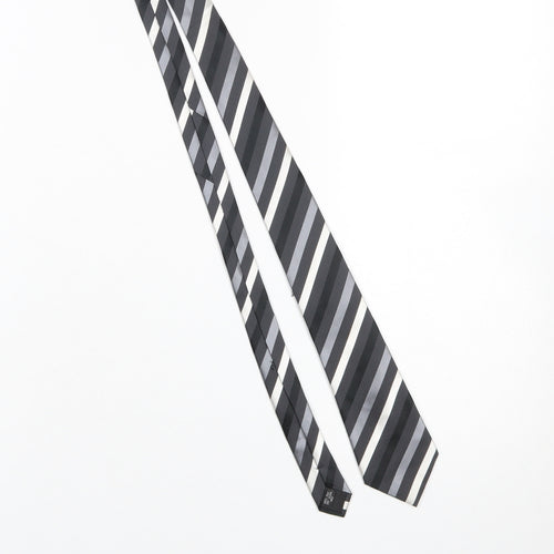 Dehavilland Men's Grey Striped 100% Silk Woven Tie