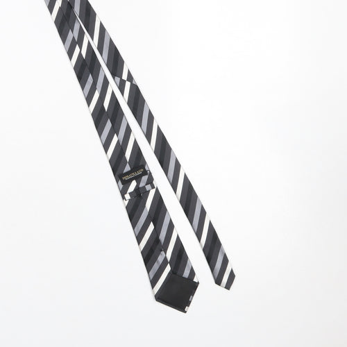 Dehavilland Men's Grey Striped 100% Silk Woven Tie