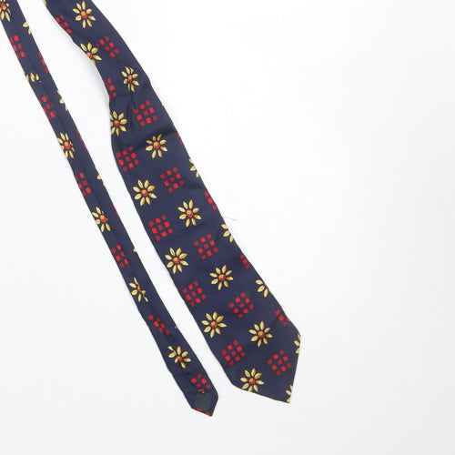 ITEMS Men's Navy Blue Pure Silk Floral Tie
