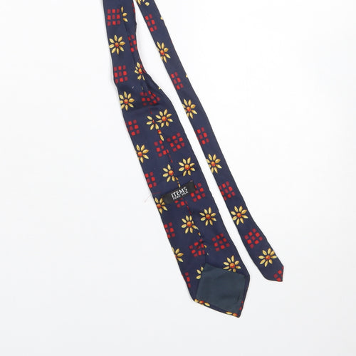 ITEMS Men's Navy Blue Pure Silk Floral Tie
