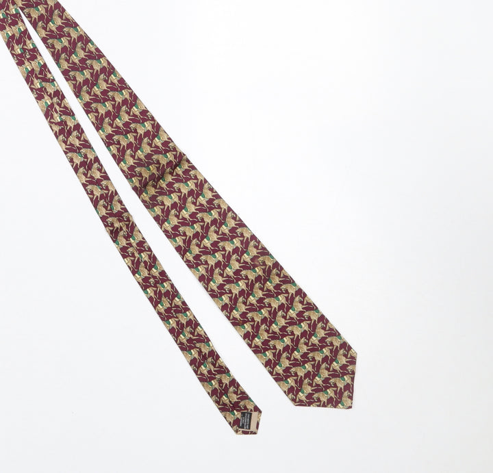 Beaufort Ye Rack Men's Red Horse Print 100% Silk Designer Tie