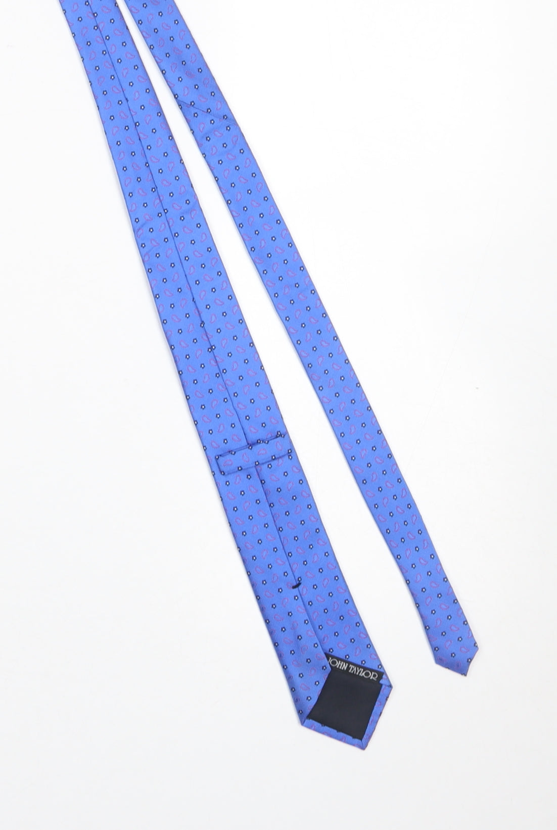 John Taylor Men's Blue Silk Paisley Slim Tie