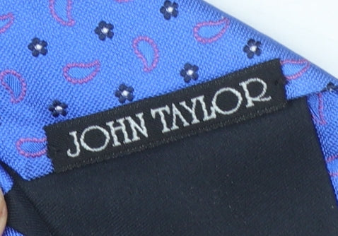 John Taylor Men's Blue Silk Paisley Slim Tie