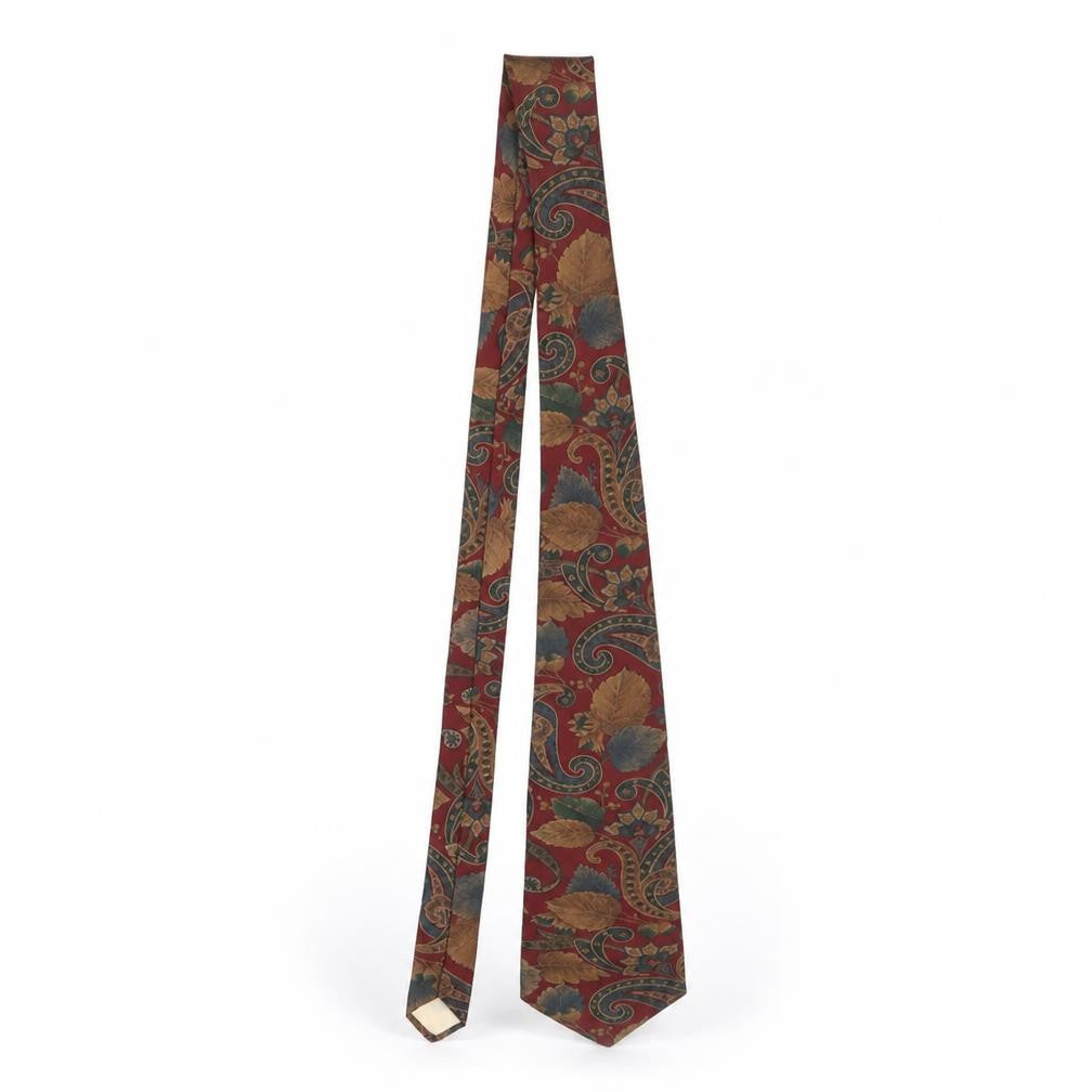 José Piscador Men’s Red Paisley Designer 100% Silk Tie One Size
