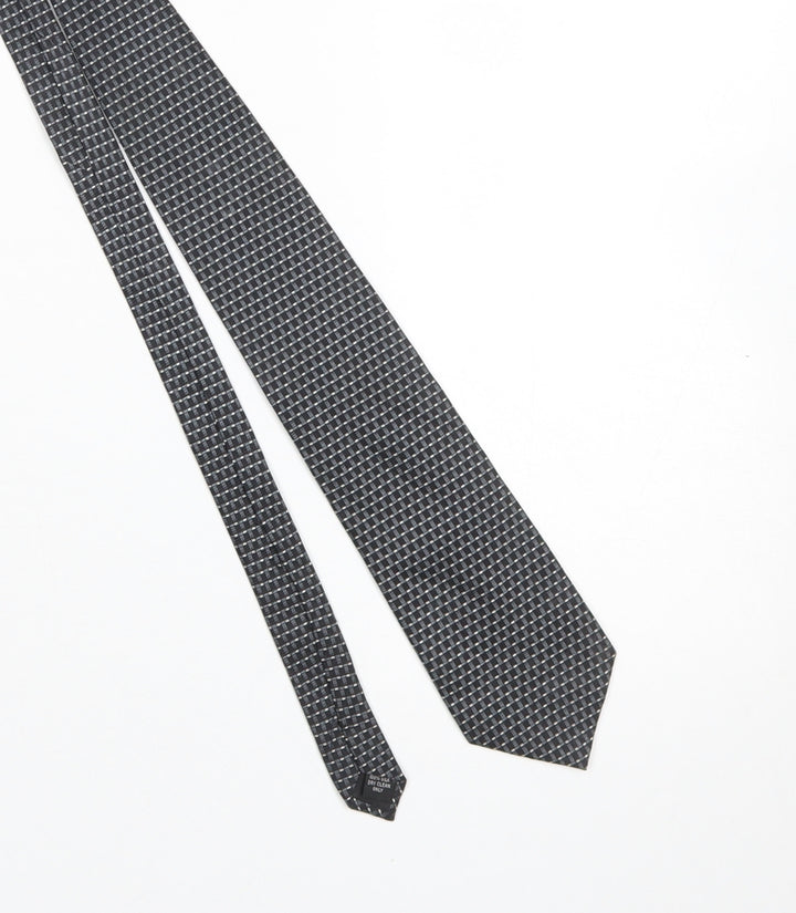 Pierre Cardin Men's Black Silk Checked Slim Tie 176cm