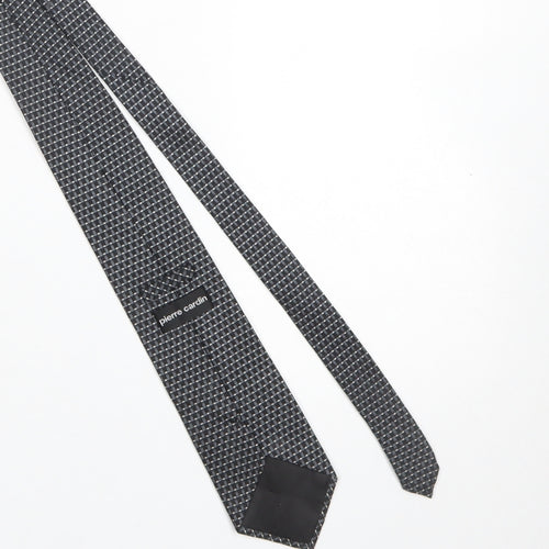 Pierre Cardin Men's Black Silk Checked Slim Tie 176cm