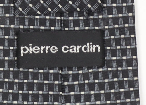 Pierre Cardin Men's Black Silk Checked Slim Tie 176cm