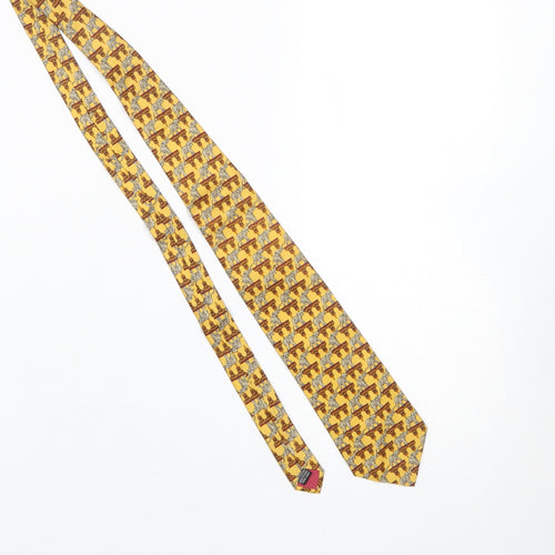 Woodbridge Men’s Yellow Elephant Pattern Silk Tie Handmade