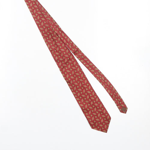 Fox & Chave Men's Red Silk Teddy Bear Pattern Tie - One Size