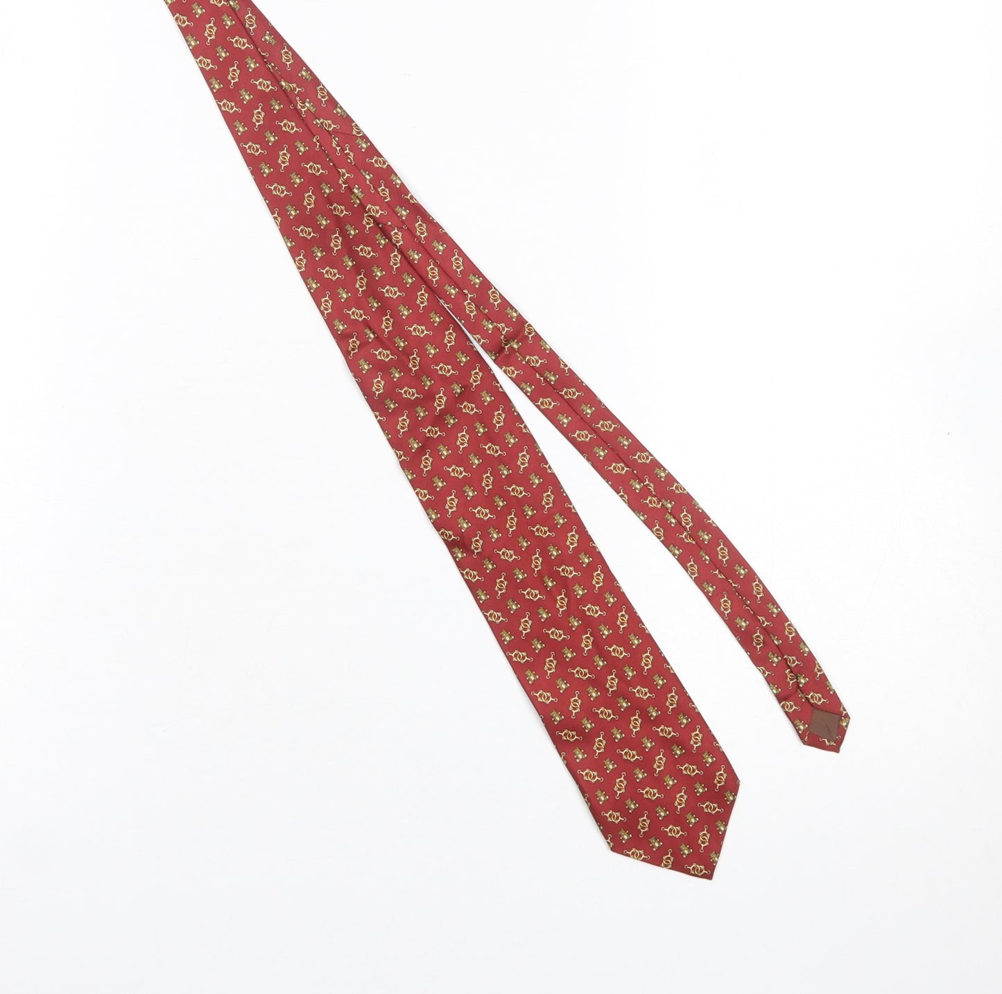 Fox & Chave Men's Red Silk Teddy Bear Pattern Tie - One Size
