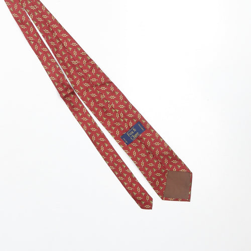 Fox & Chave Men's Red Silk Teddy Bear Pattern Tie - One Size