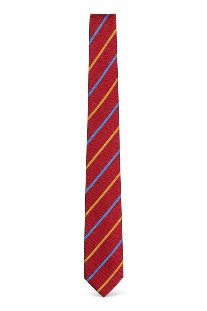 Front view of Brown Thomas Men’s Red Striped Slim Silk Tie One Size